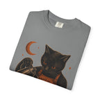 Black Cat Pumpkin Tea T-Shirt — Halloween Vintage Witchy Graphic Tee