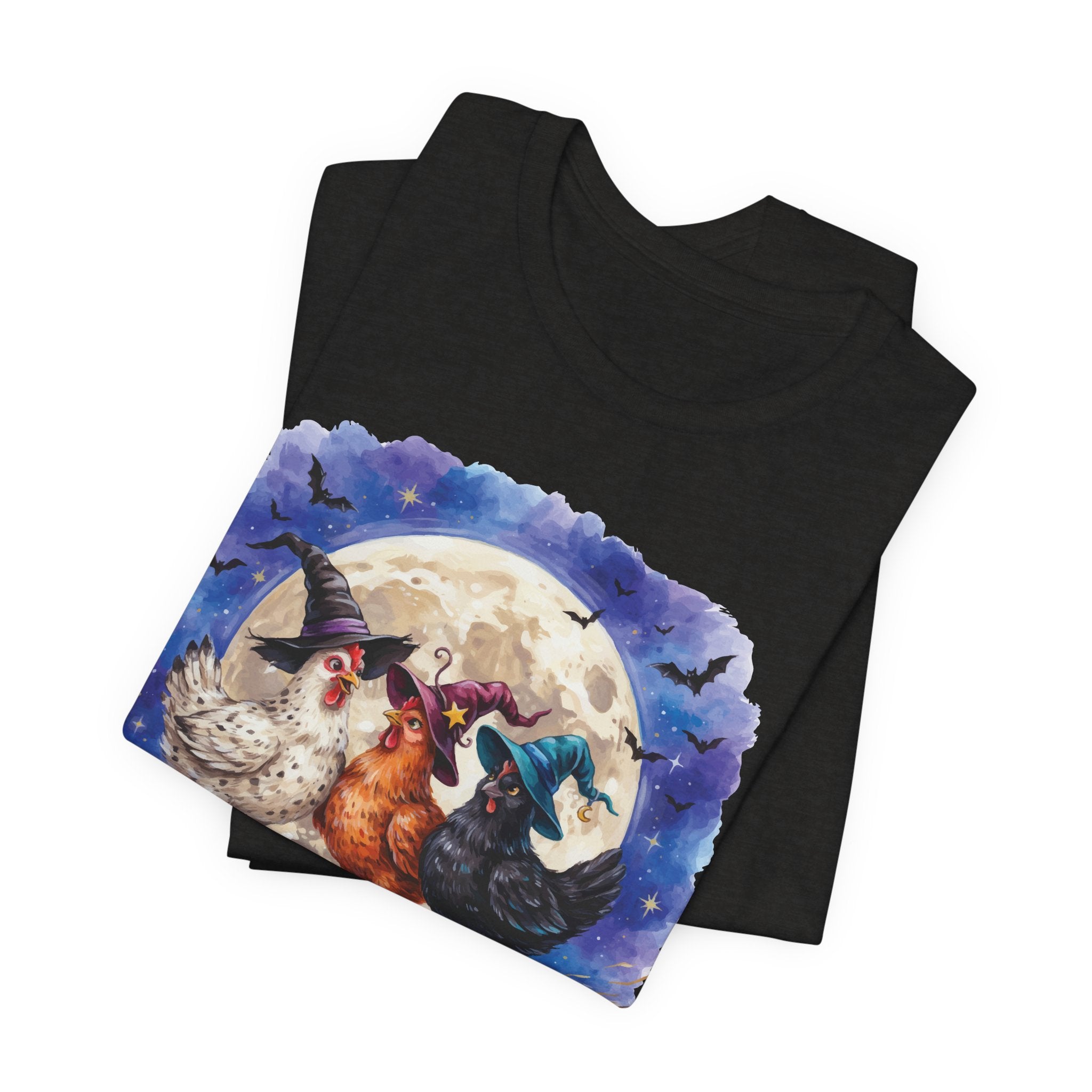 Tonight We Fly! Witchy Chicken T-shirt - Halloween Moon Witchcraft Shirt