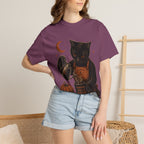 Black Cat Pumpkin Tea T-Shirt — Halloween Vintage Witchy Graphic Tee