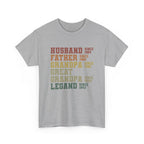 Husband Father Grandpa Great Grandpa Legand Since 1943 T-Shirt — Vintage Family Milestone Tee