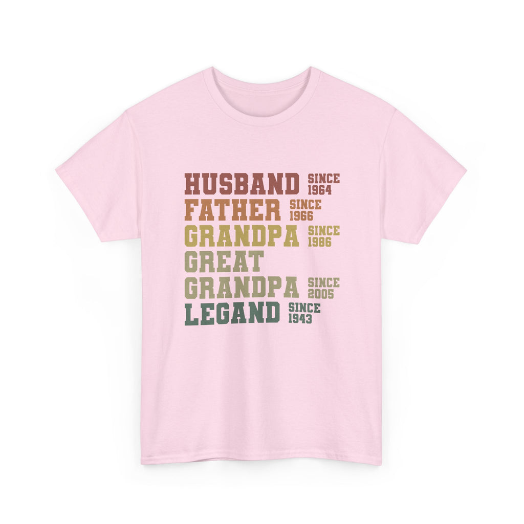 Husband Father Grandpa Great Grandpa Legand Since 1943 T-Shirt — Vintage Family Milestone Tee