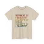 Husband Father Grandpa Great Grandpa Legand Since 1943 T-Shirt — Vintage Family Milestone Tee