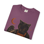 Black Cat Pumpkin Tea T-Shirt — Halloween Vintage Witchy Graphic Tee