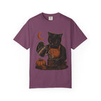 Black Cat Pumpkin Tea T-Shirt — Halloween Vintage Witchy Graphic Tee