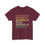 Husband Father Grandpa Great Grandpa Legand Since 1943 T-Shirt — Vintage Family Milestone Tee