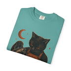 Black Cat Pumpkin Tea T-Shirt — Halloween Vintage Witchy Graphic Tee