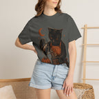 Black Cat Pumpkin Tea T-Shirt — Halloween Vintage Witchy Graphic Tee