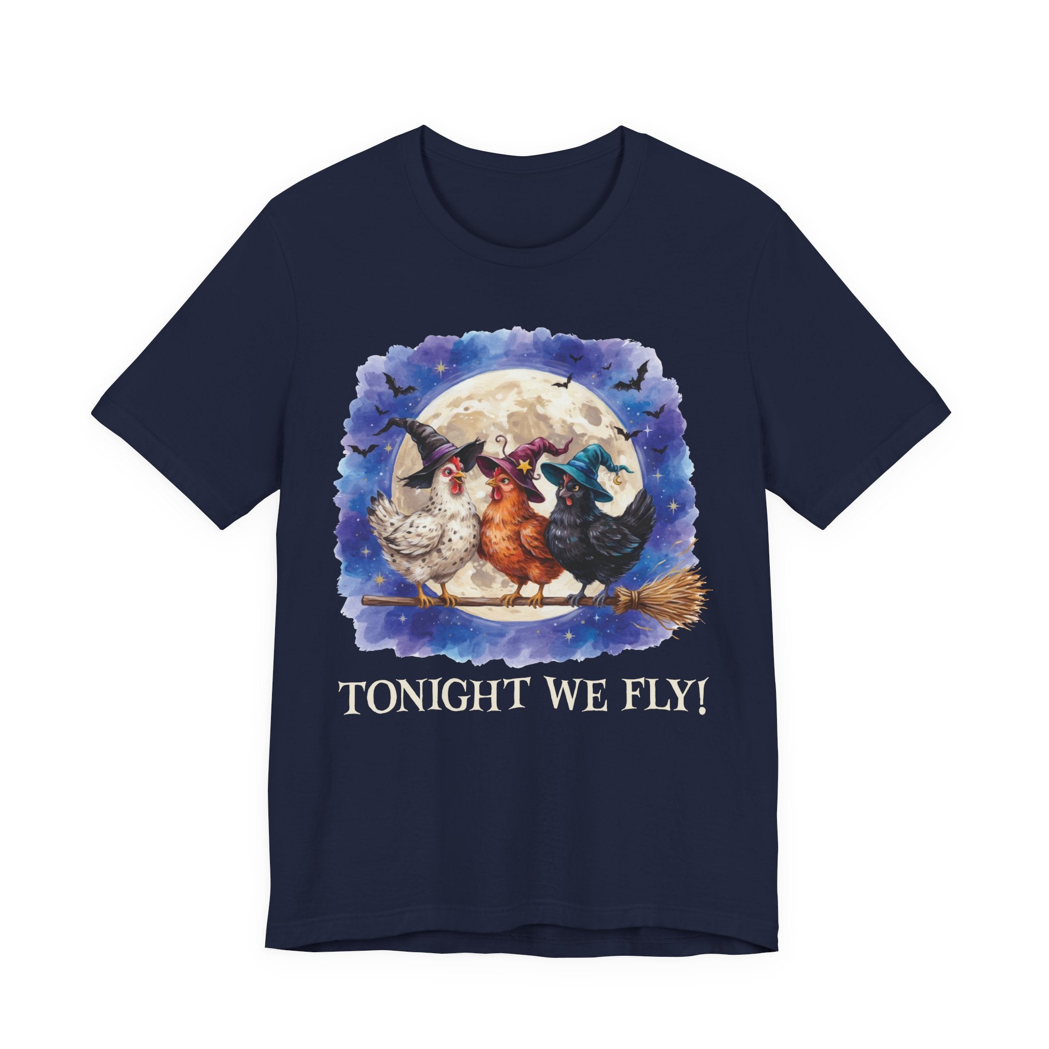 Tonight We Fly! Witchy Chicken T-shirt - Halloween Moon Witchcraft Shirt