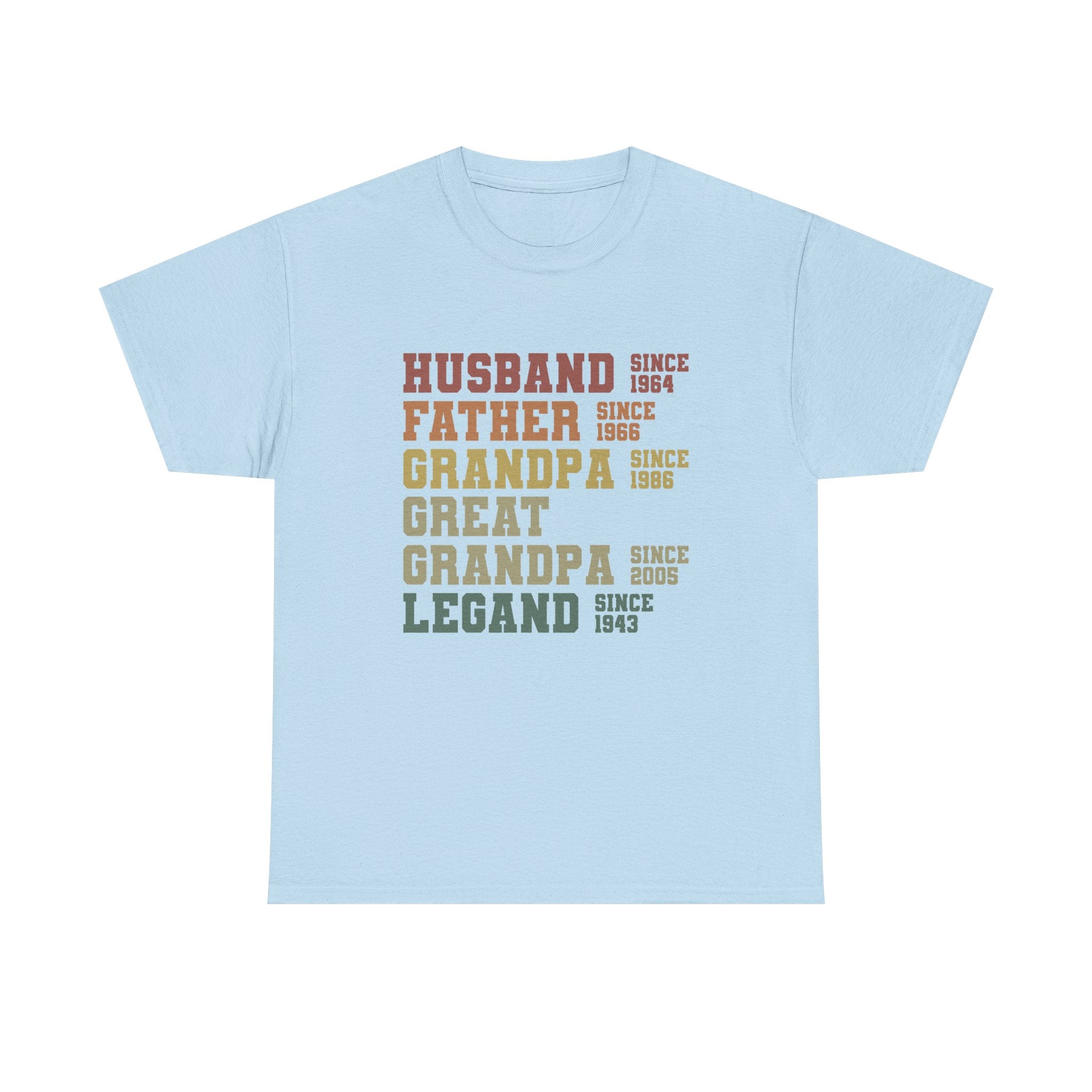 Husband Father Grandpa Great Grandpa Legand Since 1943 T-Shirt — Vintage Family Milestone Tee
