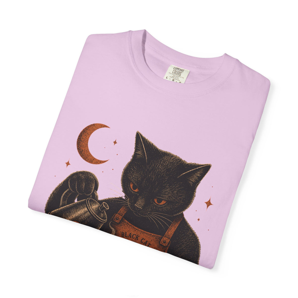 Black Cat Pumpkin Tea T-Shirt — Halloween Vintage Witchy Graphic Tee