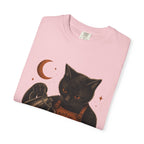 Black Cat Pumpkin Tea T-Shirt — Halloween Vintage Witchy Graphic Tee