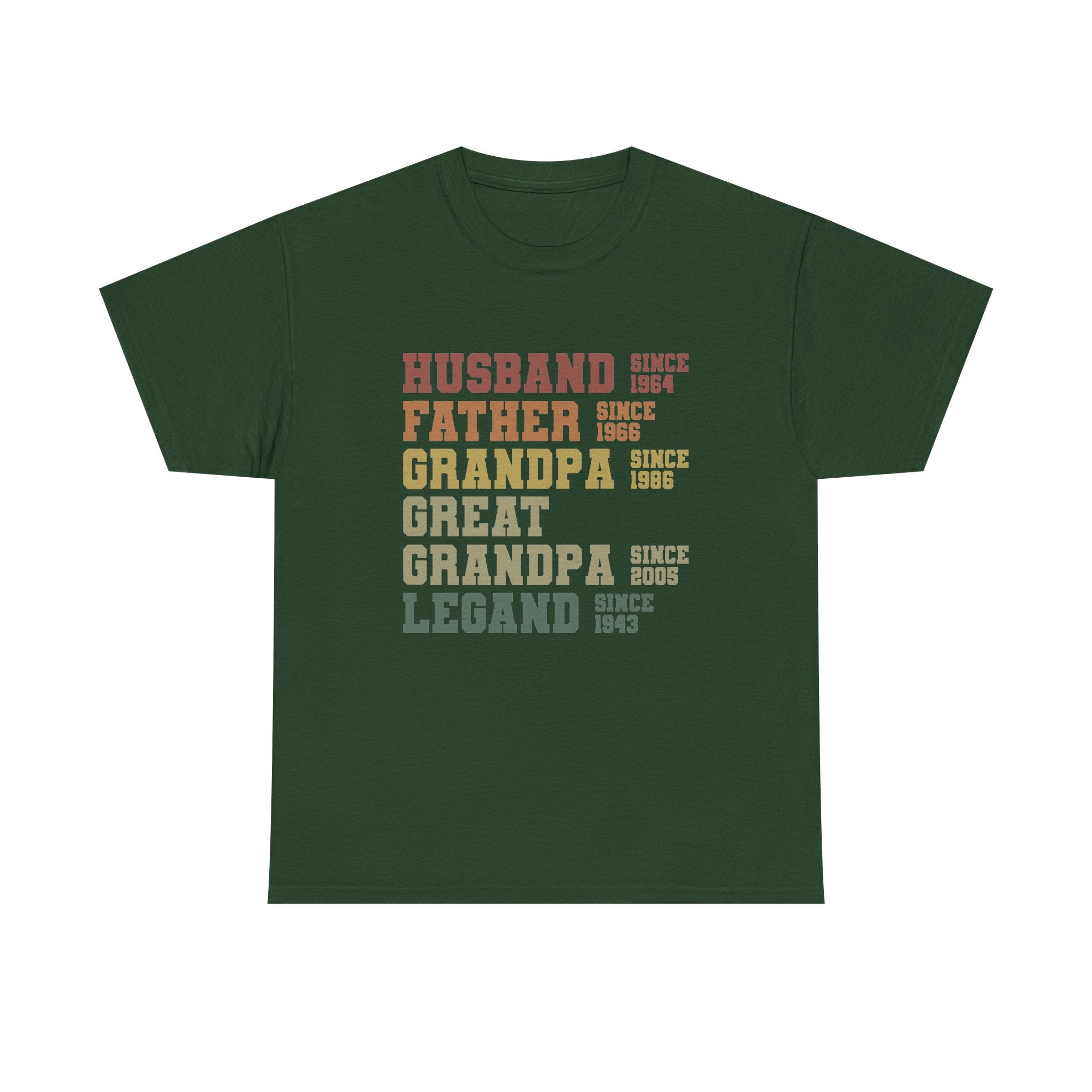 Husband Father Grandpa Great Grandpa Legand Since 1943 T-Shirt — Vintage Family Milestone Tee