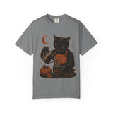 Black Cat Pumpkin Tea T-Shirt — Halloween Vintage Witchy Graphic Tee