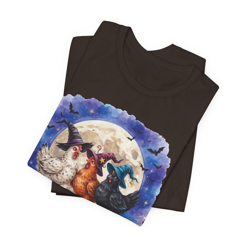 Tonight We Fly! Witchy Chicken T-shirt - Halloween Moon Witchcraft Shirt
