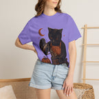 Black Cat Pumpkin Tea T-Shirt — Halloween Vintage Witchy Graphic Tee