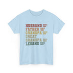 Husband Father Grandpa Great Grandpa Legand Since 1943 T-Shirt — Vintage Family Milestone Tee