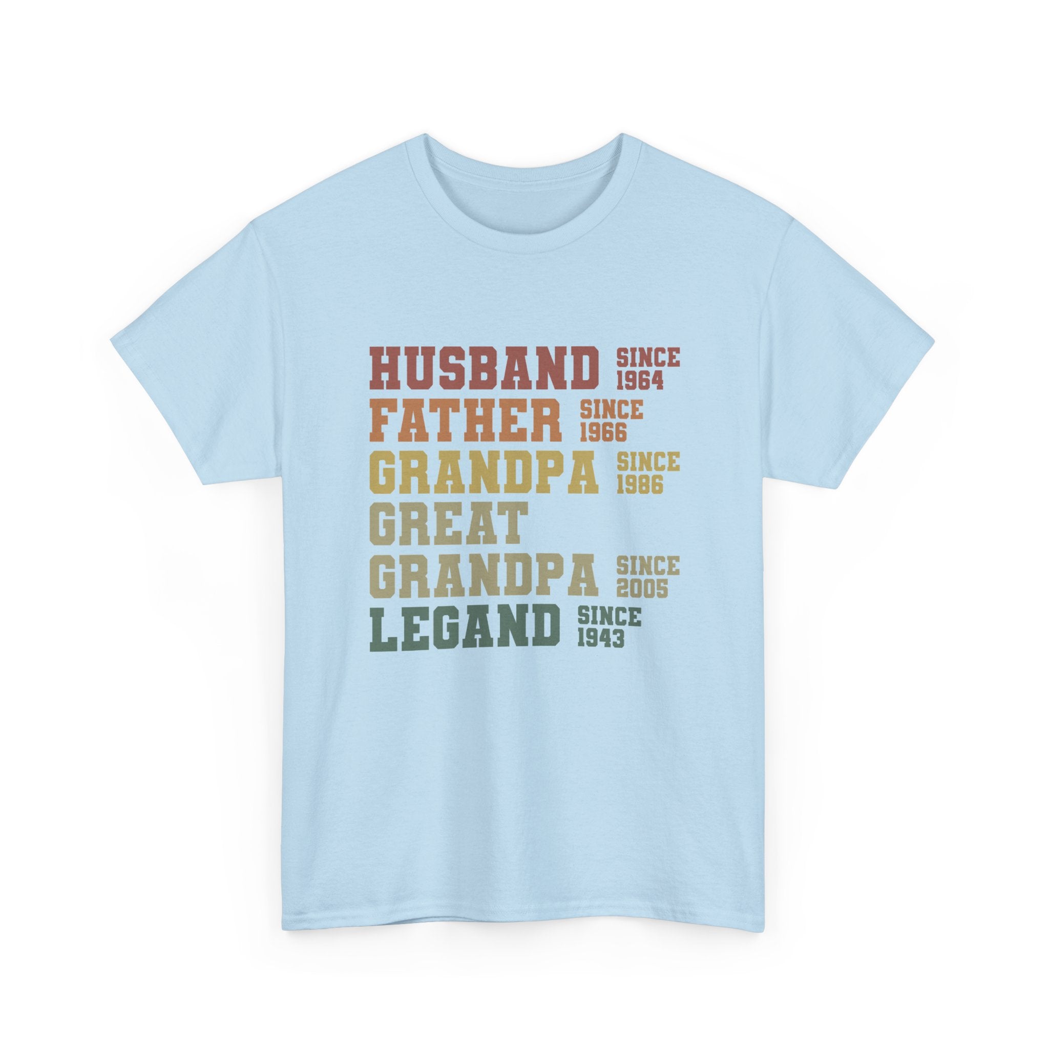 Husband Father Grandpa Great Grandpa Legand Since 1943 T-Shirt — Vintage Family Milestone Tee