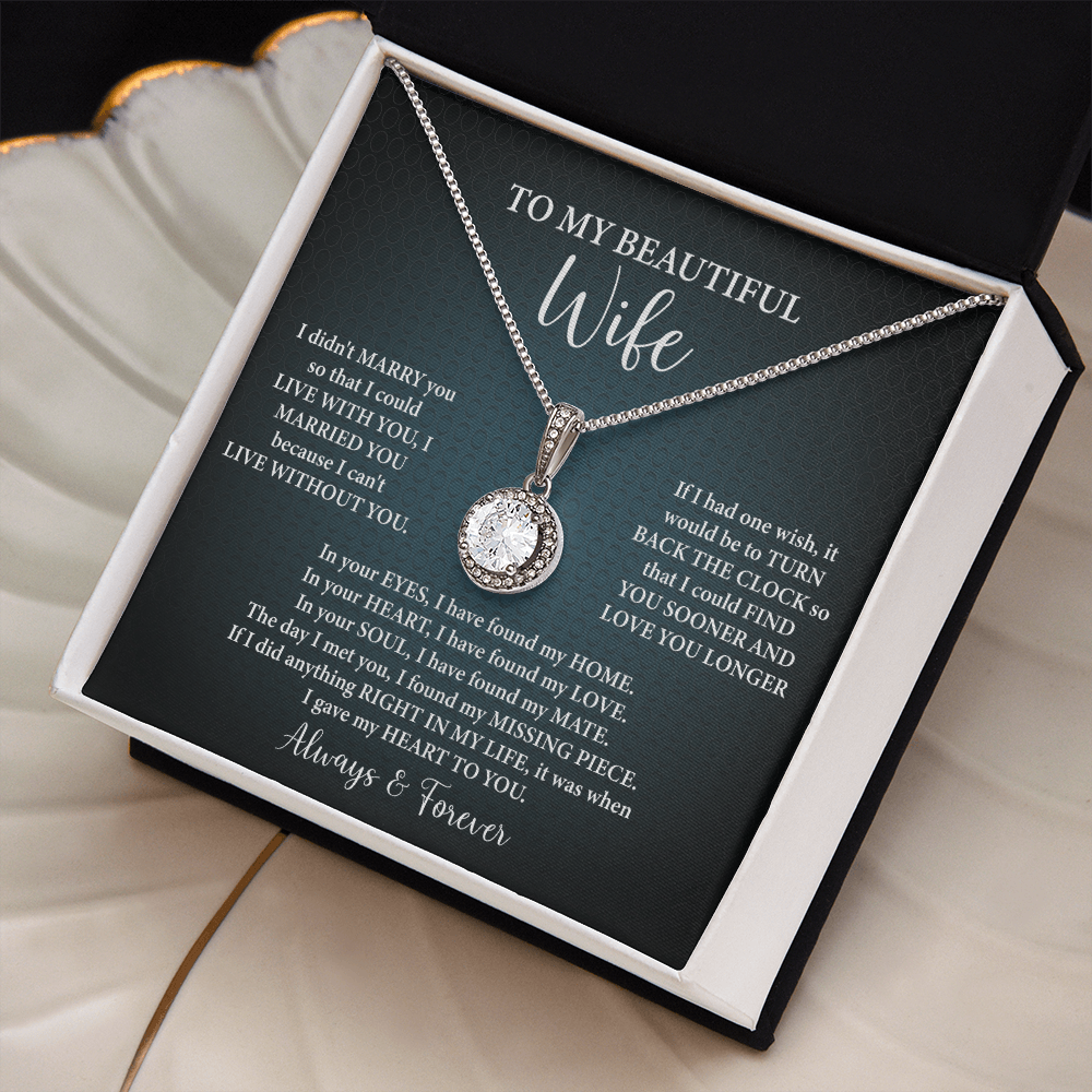To My Beautiful Wife Necklace — "I'd Find You Sooner & Love You Longer"
