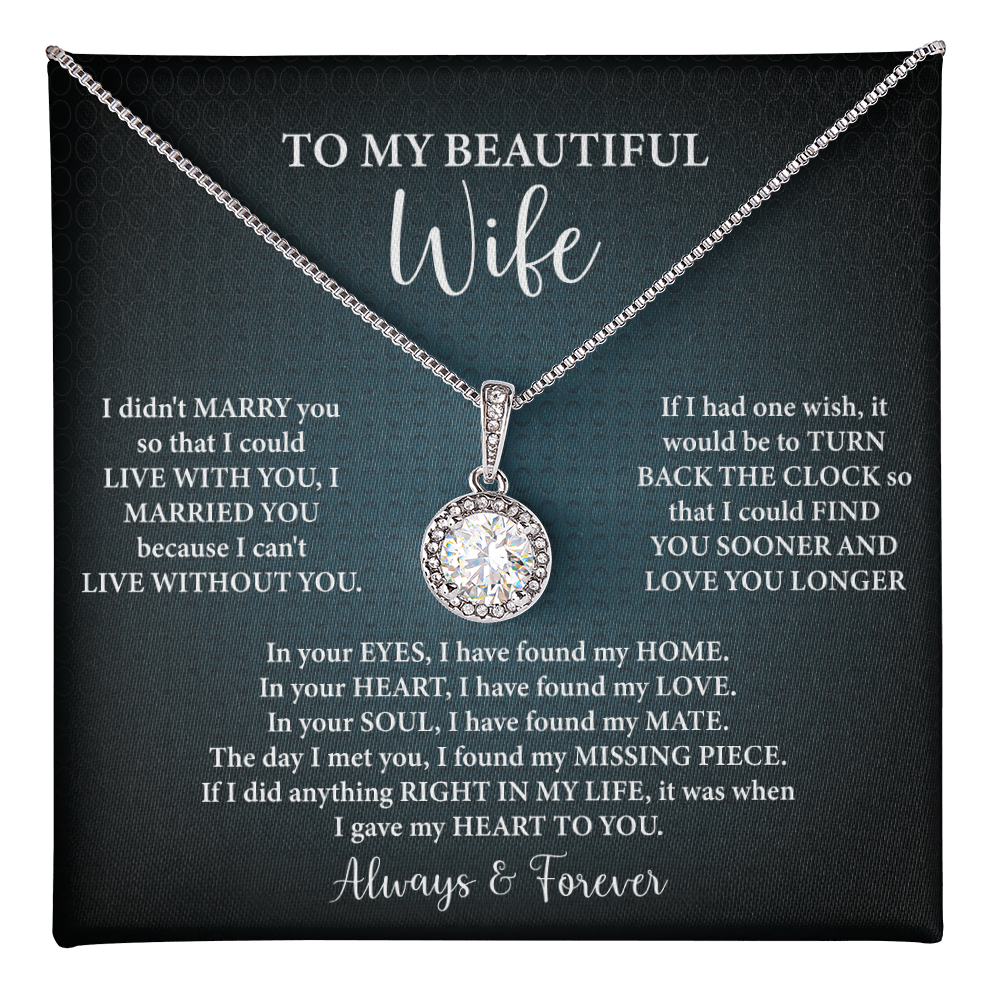 To My Beautiful Wife Necklace — "I'd Find You Sooner & Love You Longer"