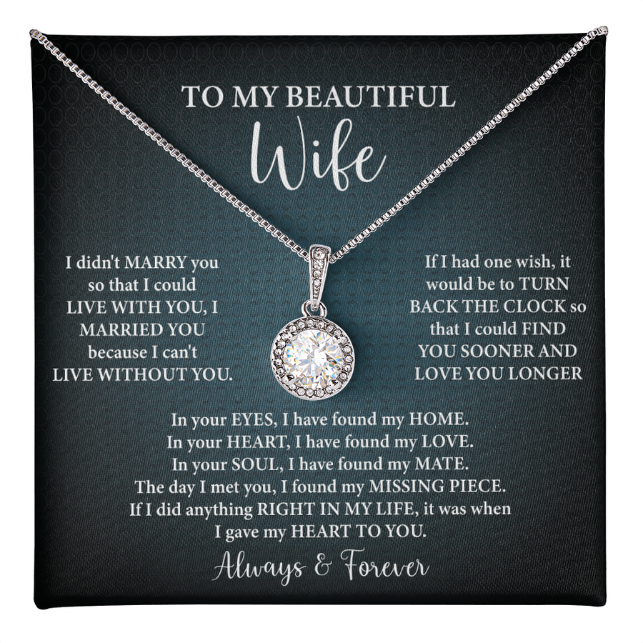 To My Beautiful Wife Necklace — "I'd Find You Sooner & Love You Longer"