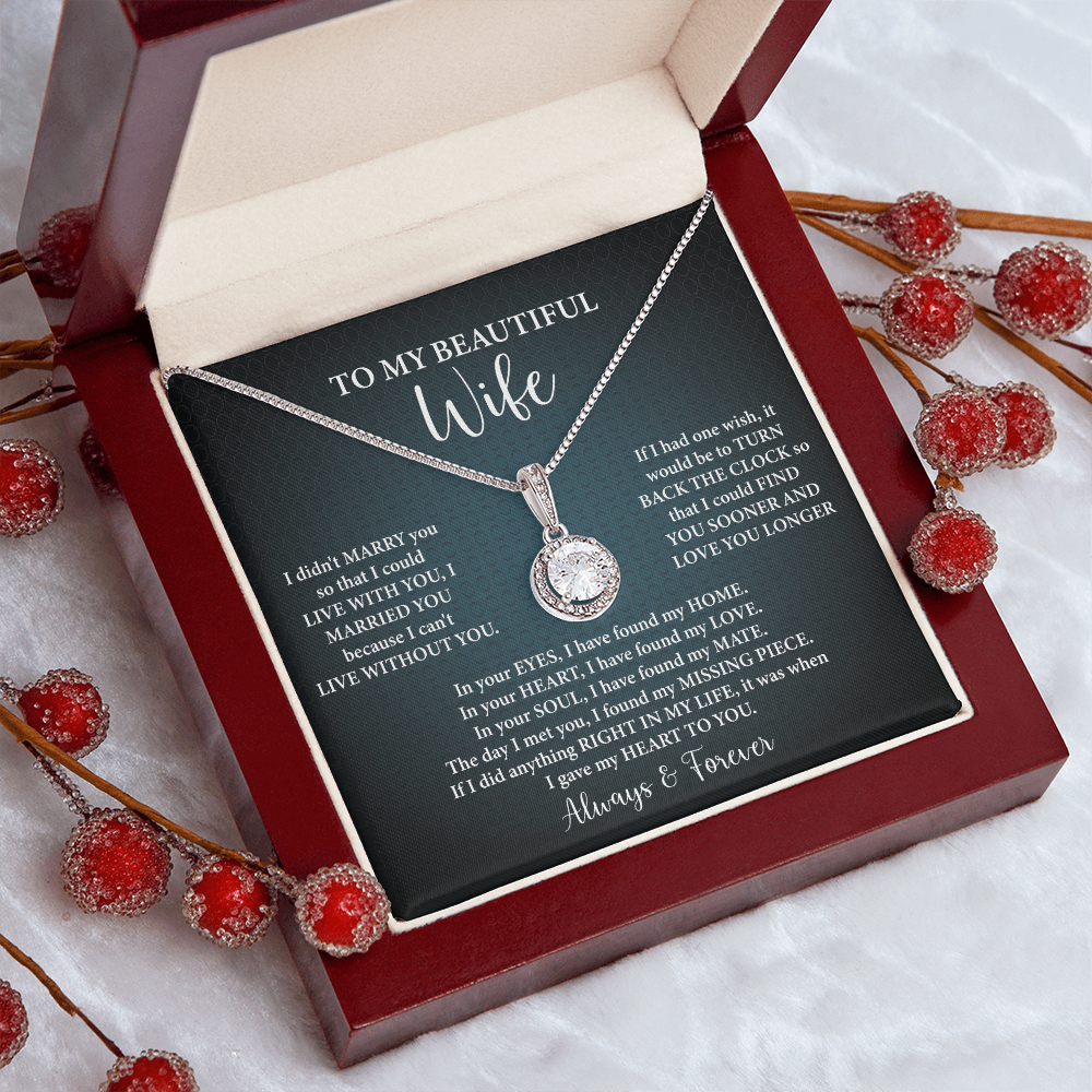 To My Beautiful Wife Necklace — "I'd Find You Sooner & Love You Longer"