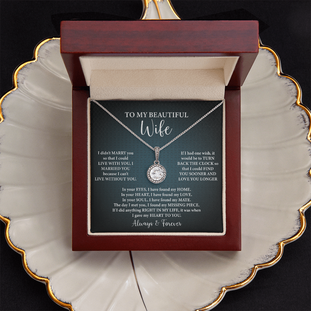 To My Beautiful Wife Necklace — "I'd Find You Sooner & Love You Longer"