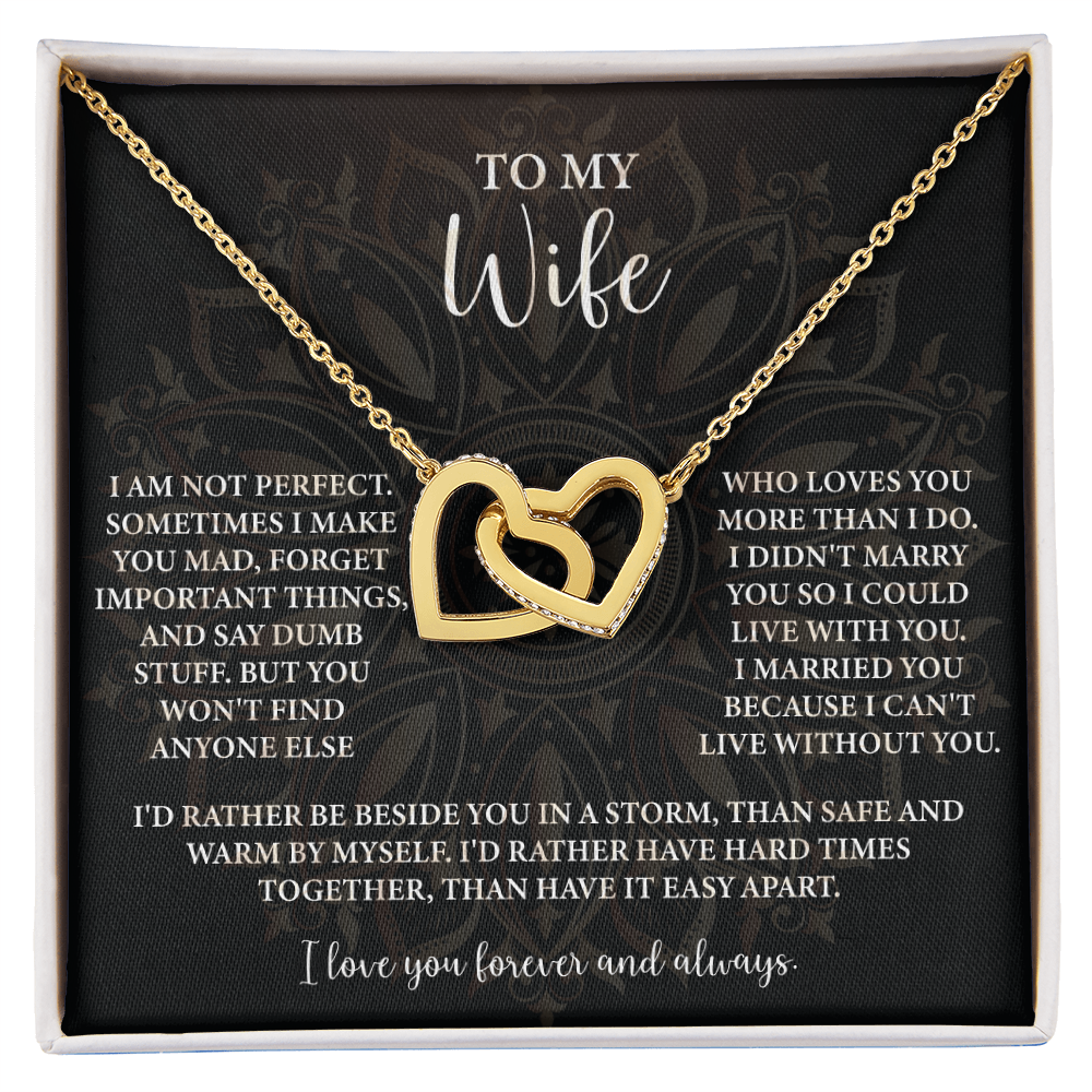 To My Wife Necklace — "I Can't Live Without You" Love Knot with Message Card