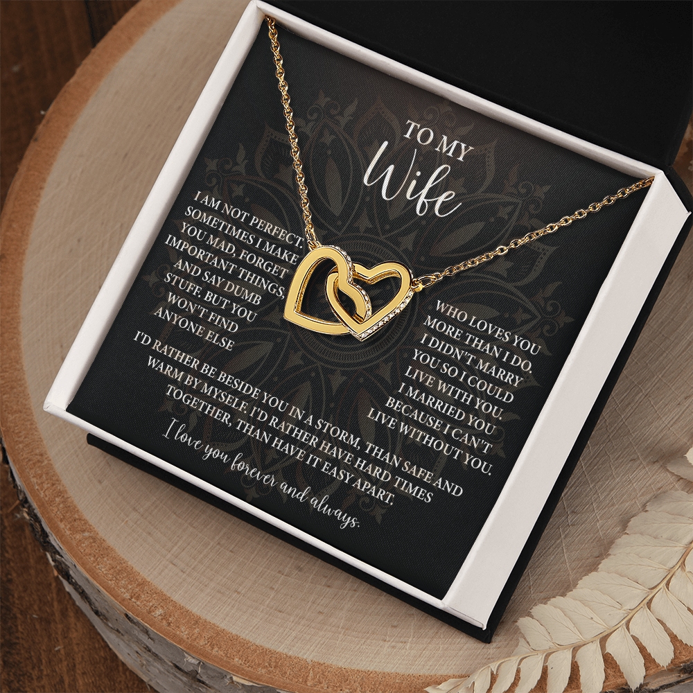 To My Wife Necklace — "I Can't Live Without You" Love Knot with Message Card