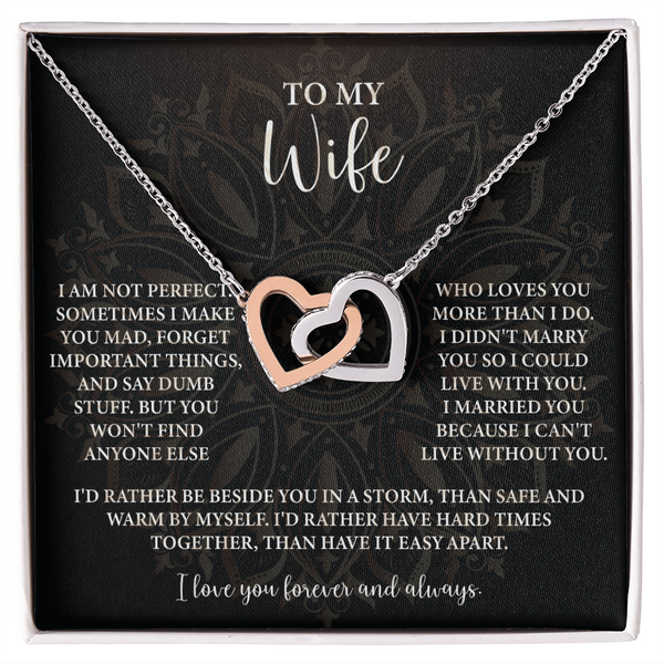 To My Wife Necklace — "I Can't Live Without You" Love Knot with Message Card