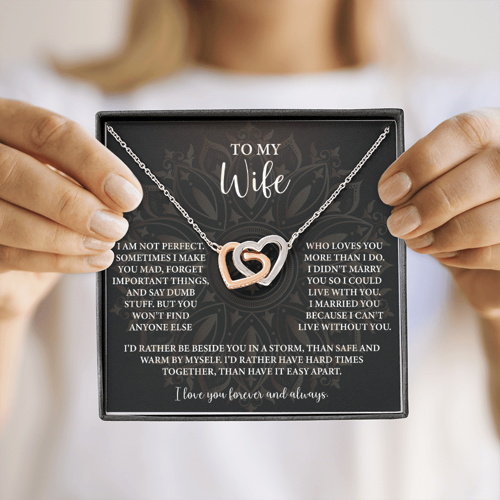 To My Wife Necklace — "I Can't Live Without You" Love Knot with Message Card