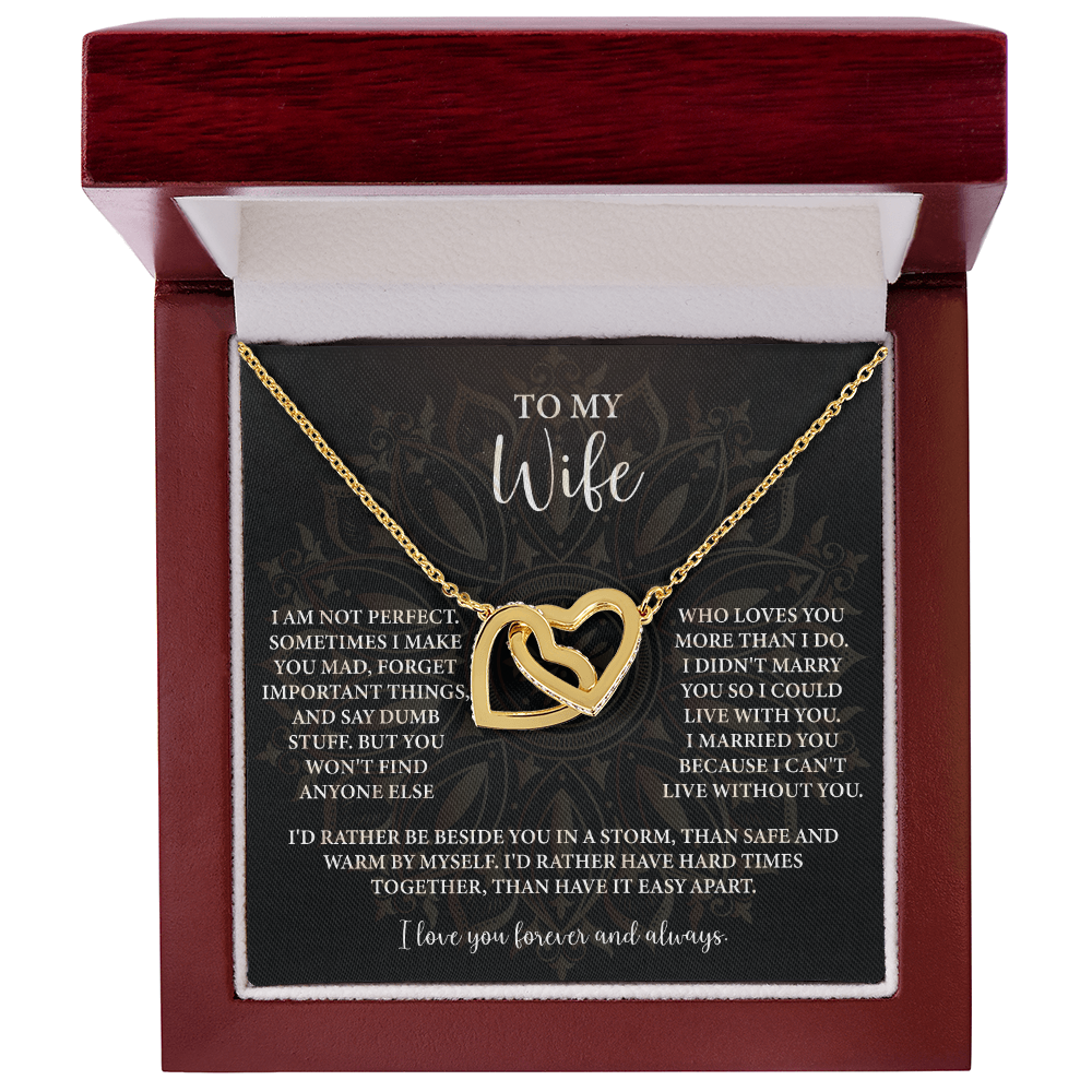 To My Wife Necklace — "I Can't Live Without You" Love Knot with Message Card