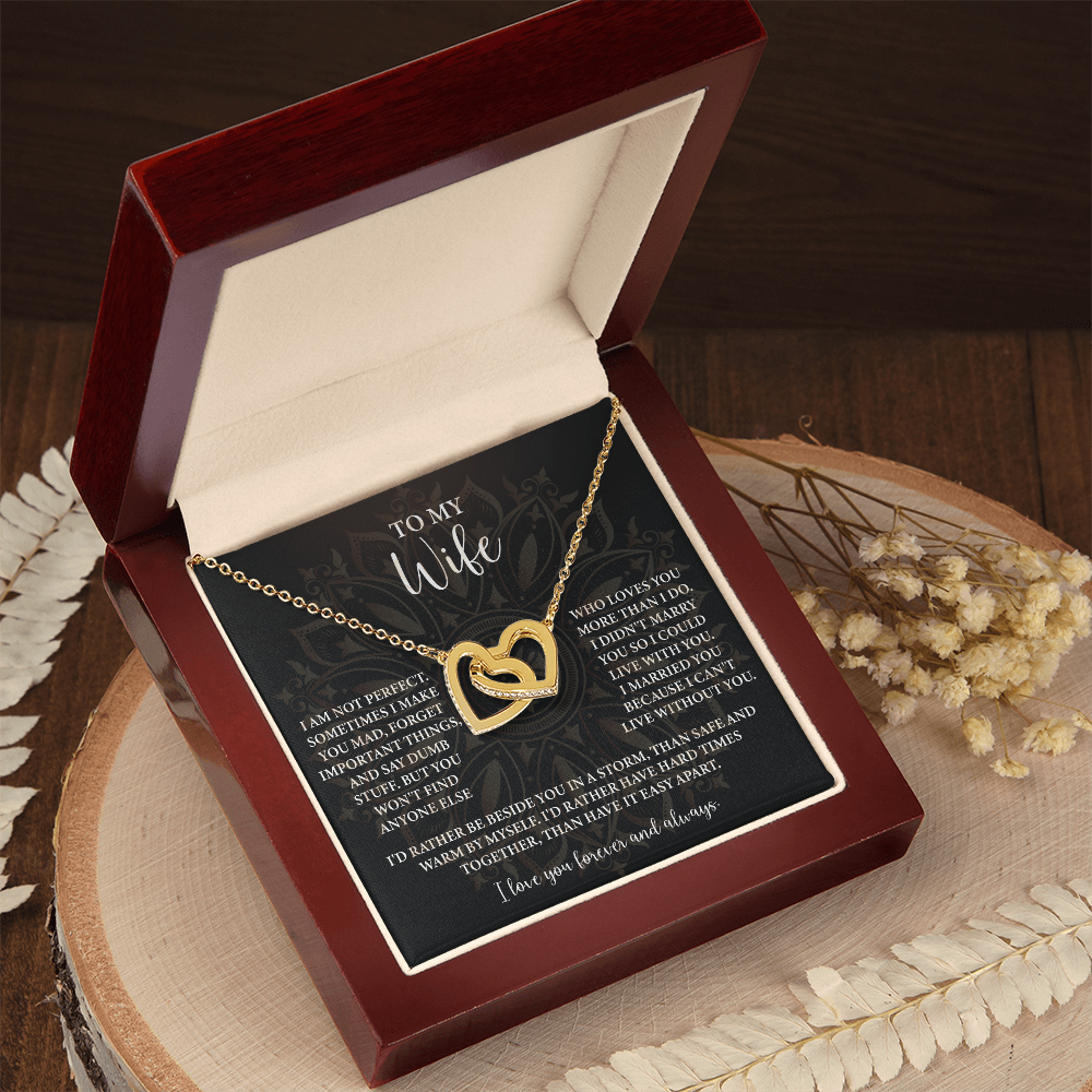 To My Wife Necklace — "I Can't Live Without You" Love Knot with Message Card
