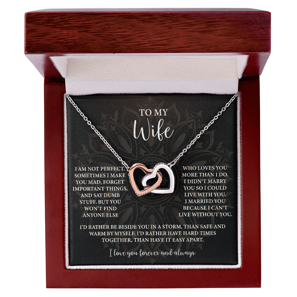 To My Wife Necklace — "I Can't Live Without You" Love Knot with Message Card