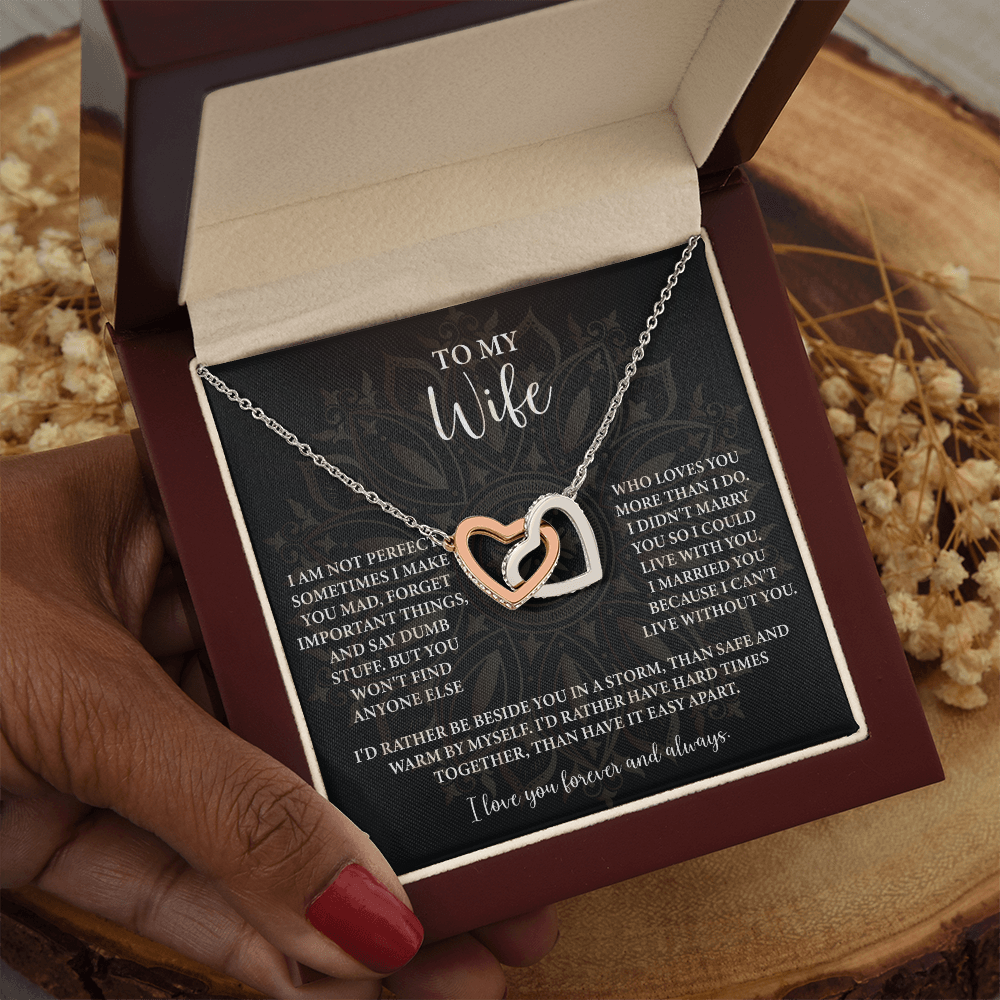 To My Wife Necklace — "I Can't Live Without You" Love Knot with Message Card
