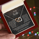 To My Wife Necklace — "I Can't Live Without You" Love Knot with Message Card