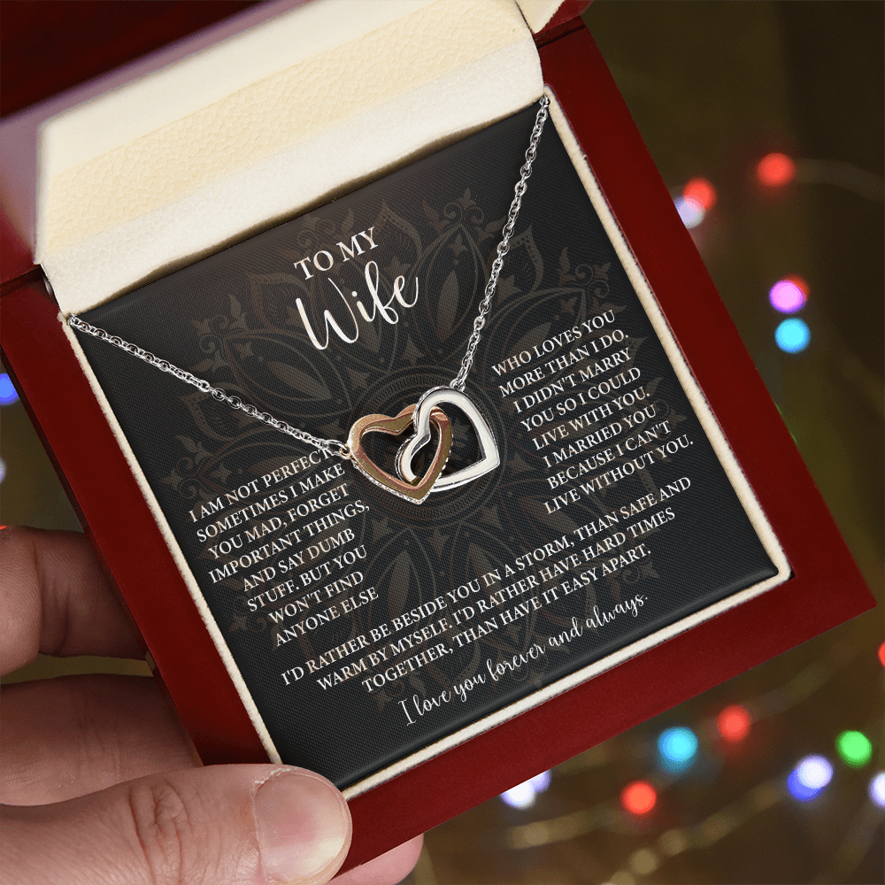 To My Wife Necklace — "I Can't Live Without You" Love Knot with Message Card