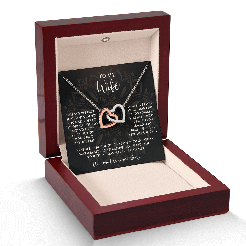 To My Wife Necklace — "I Can't Live Without You" Love Knot with Message Card
